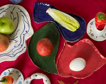 Handmade Bright Ceramic Plates Colorful Glints 3 pieces