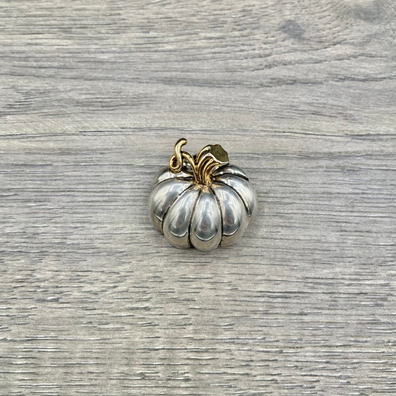 Vintage Best Pumpkin Two Tone Brooch Pendant, Fal… - image 1