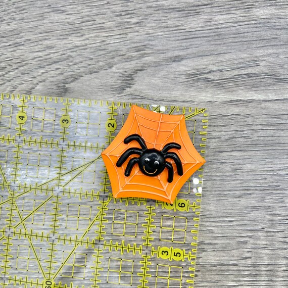 Vintage  Black Spider Orange Spider Web Plastic B… - image 8