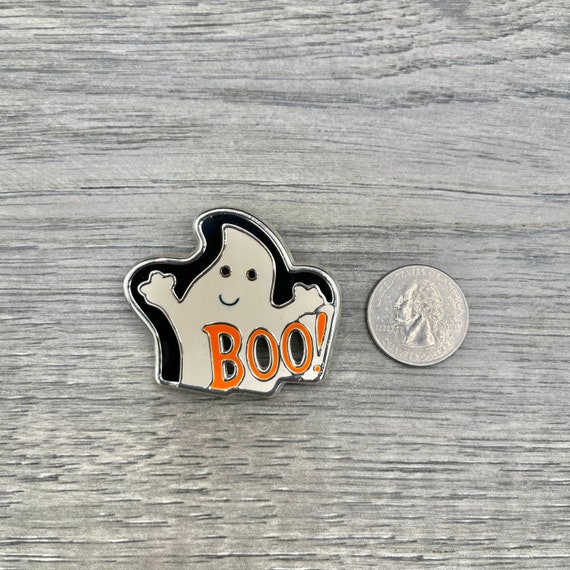 Vintage Best "Boo!" Enamel Ghost Brooch Pendant, … - image 8