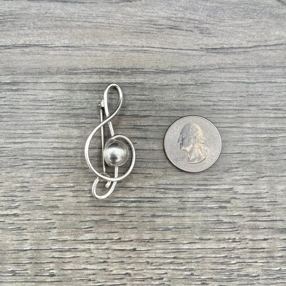 Vintage Sterling Silver Treble Clef Music Note Br… - image 6