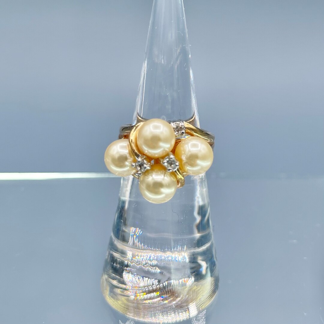 Vintage EDCO 14KT G.E Gold Electroplated Faux Pearls and Rhinestones ...
