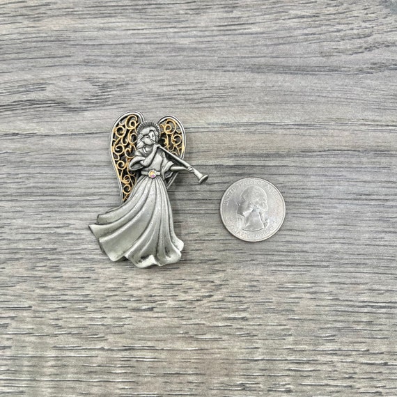 Vintage JJ Jonette Jewelry Angel Pewter Brooch - image 5