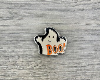 Vintage "Boo!" Enamel Ghost Brooch
