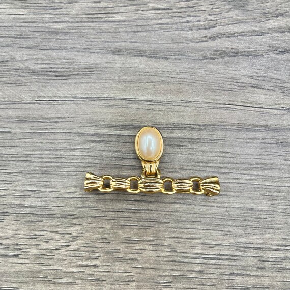 Vintage Richelieu Dangle Faux Pearl Cabochon Bar … - image 3