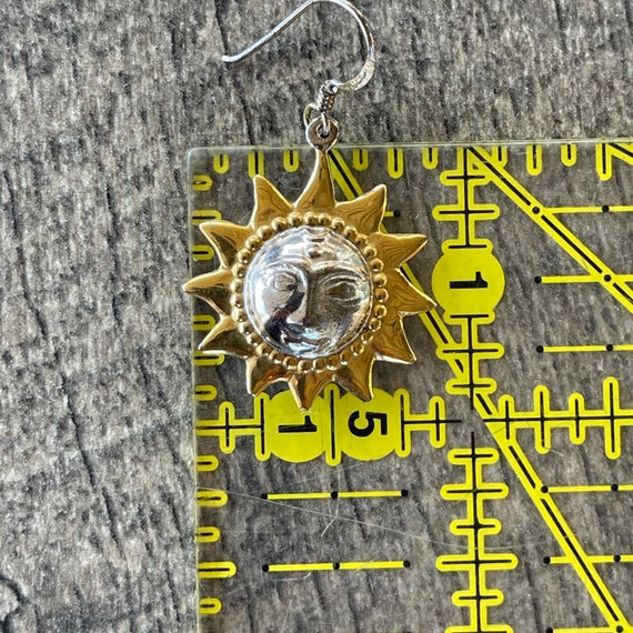Vintage Sun Face Two Toned Sterling Silver Dangle… - image 8