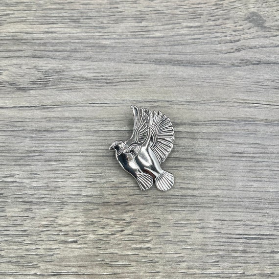 Vintage Laurel Burch Two Doves Silver Tone Brooch
