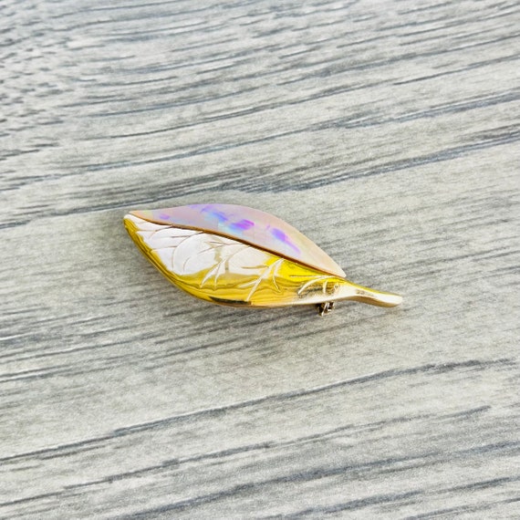 Vintage Liz Claiborne Mother of Pearl Small Leaf … - image 3