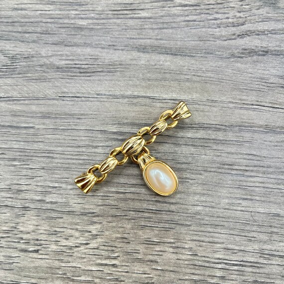 Vintage Richelieu Dangle Faux Pearl Cabochon Bar … - image 2