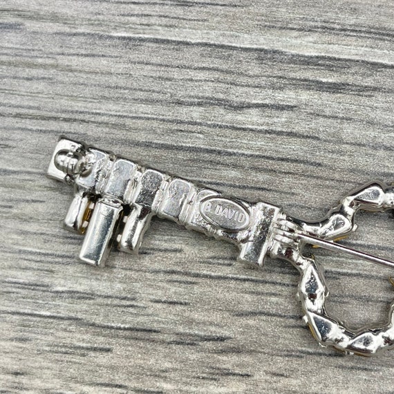 Vintage B. David Skeleton Key Clear Rhinestones D… - image 7