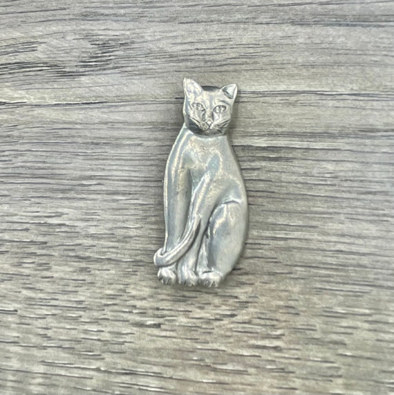 Vintage Seagull Pewter Canada Cat Brooch, Crazy C… - image 1