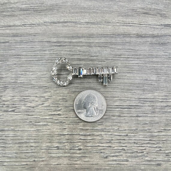 Vintage B. David Skeleton Key Clear Rhinestones D… - image 6