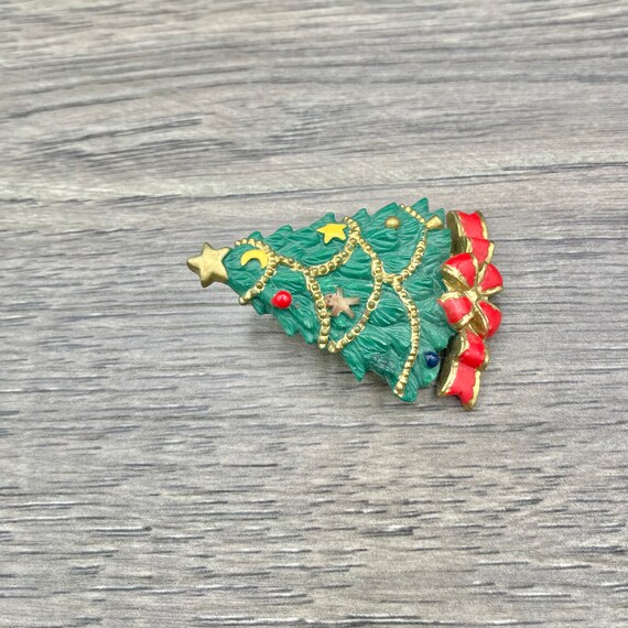 Vintage AGC Resin Christmas Tree Pin, Christmas H… - image 2