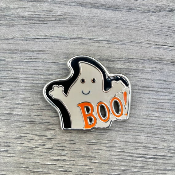 Vintage Best "Boo!" Enamel Ghost Brooch Pendant, … - image 6