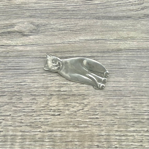 Vintage Seagull Pewter Canada Cat Brooch, Crazy C… - image 3