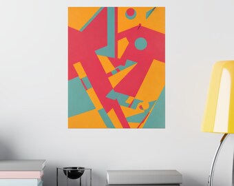 Bunter abstrakter Kunstdruck - Geometrische Formen und Pop Art Inspiration
