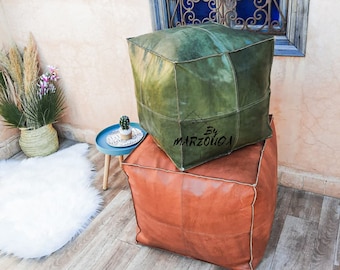 Leather Chair Ottoman Footstool Morrocan Pouf