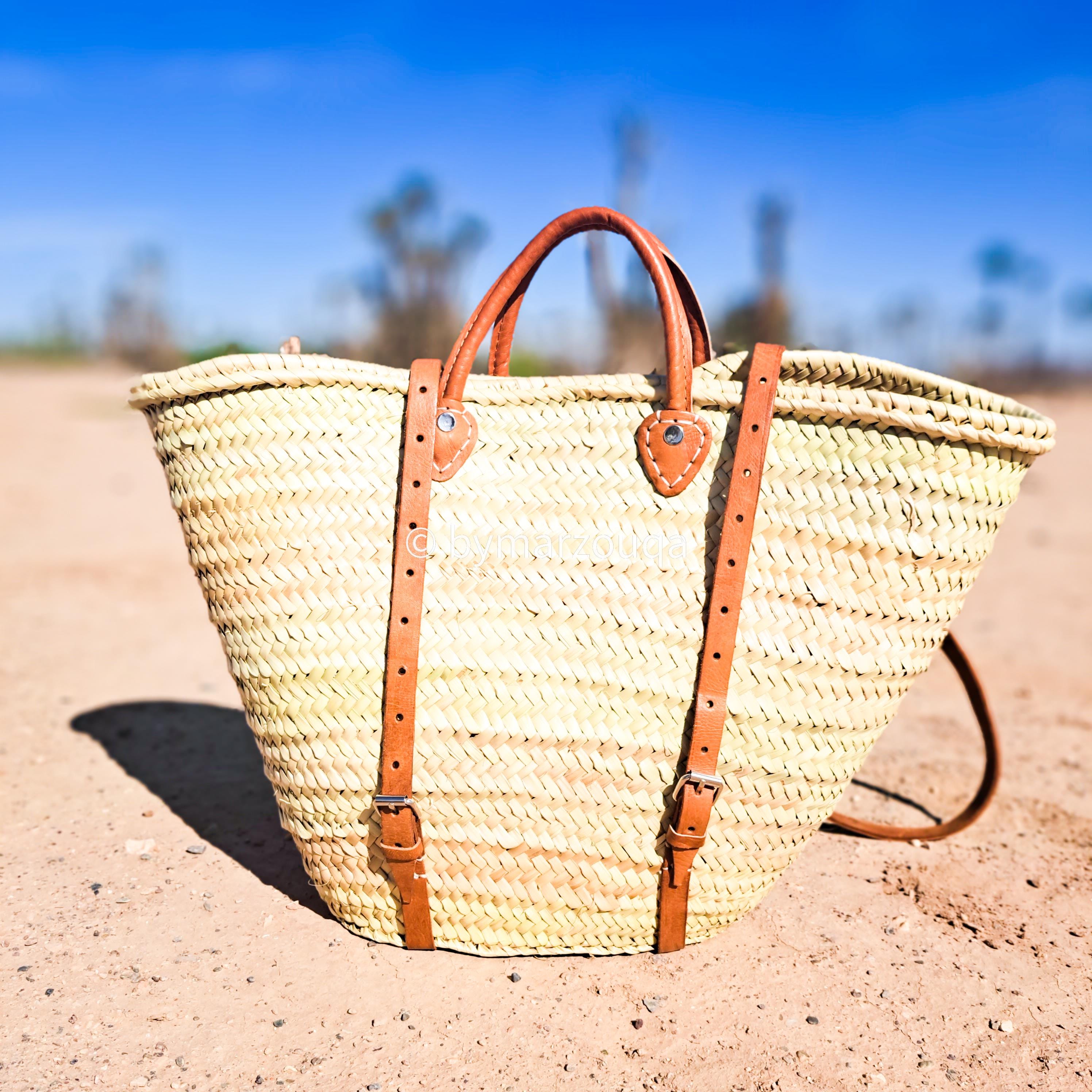 Straw Rucksack Moroccan Straw Backpack – Handwoven Palm Leaf Rucksack With Leather ...