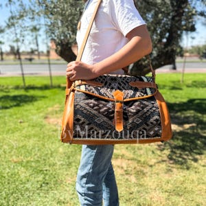 Carpet Travel Bag- Leather Duffle Bag- Hobo leather travel bag- Weekender Bags- Duffel Bags