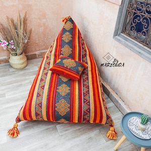 Bean bag Chair for Adults and Kids, Orange Bean bags, Ottoman pouf [ COVER ONLY]