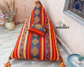 Bean bag Chair, Orange Bean bags, Ottoman pouf [ COVER ONLY]