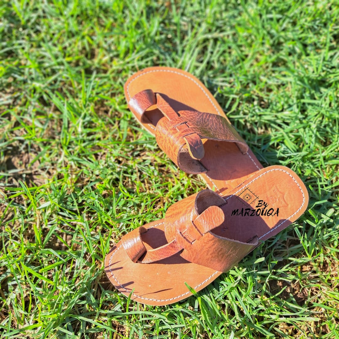 Moroccan Handmade Leather Sandals Men's Leather Sandals Etsy