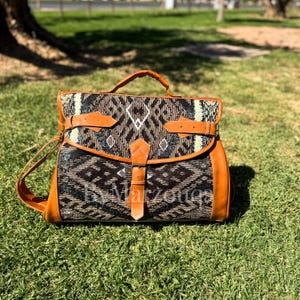 Carpet Travel Bag- Leather Duffle Bag- Hobo leather travel bag- Weekender Bags- Duffel Bags