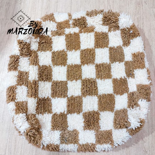 Kilim Pouf Checkered square ottoman Pou shops Beni ouarain poufs Morrocan checkered pouf