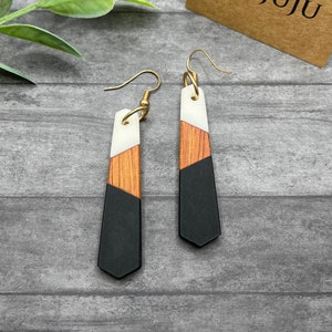 Wood Resin Dangle Earrings  |  Bohemian Drop | Boho | Gifts for her | Resin Jewelry | Great Mother's Day Gift!