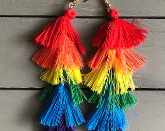 Rainbow Tassel Earrings| Pride | LGBTQ | 2SLGBTQQAAI+ | PROUD ALLY