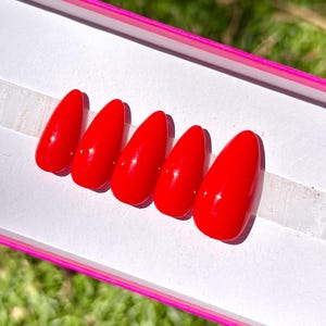 Red Press On Nail Solid Color Nail Art Design Gift for Her Gift Basket