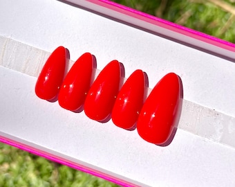 Cherry Red Press On Nails Handmade Clean Girl Nails