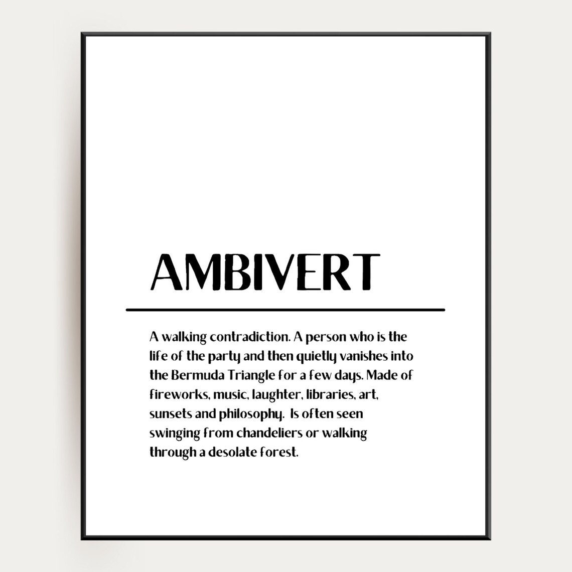 AMBIVERT FUN DEFINITION Wall Art Funny Word Art Word Etsy