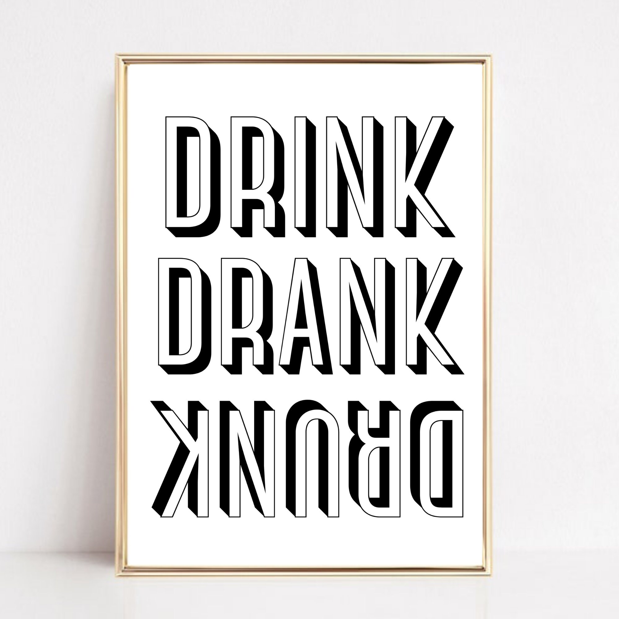 Home & Living Wall Décor Home Décor DRINK DRANK DRUNK bar wall art