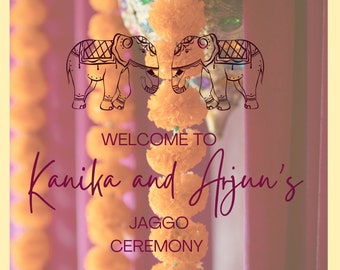 Indian Wedding Sign | Personalised Wedding Poster | Jaggo- Sangeet | Digital