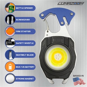 Multi-Function Keychain Flashlight LED Torch Work Light with Lighter U.S.A.