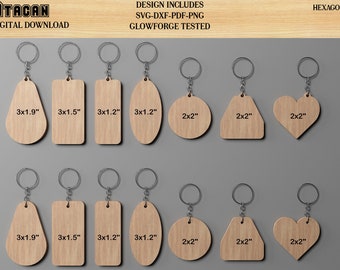 Keychains cut plans Glowforge Digital Download Keychains pattern bundle 013