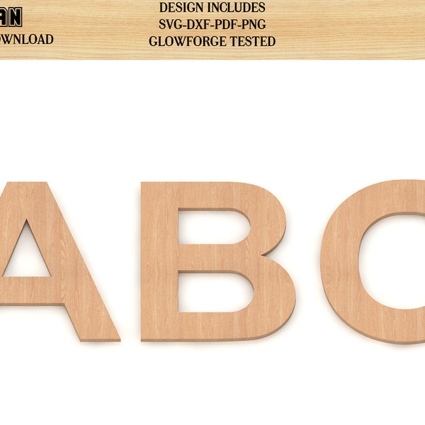 Alphabet Arial Font Wooden Letters SVG Laser Cut files for glowforge Perfect for signs and craft use 091