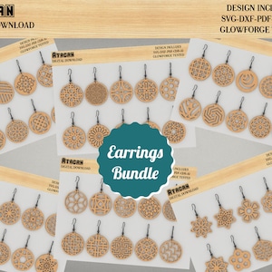 Earrings bundle Laser Cut Templates / Wooden Jewelry / Glowforge Earring Svg files / Wood earrings 427