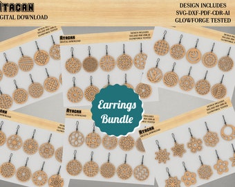 Earrings bundle Laser Cut Templates / Wooden Jewelry / Glowforge Earring Svg files / Wood earrings 427