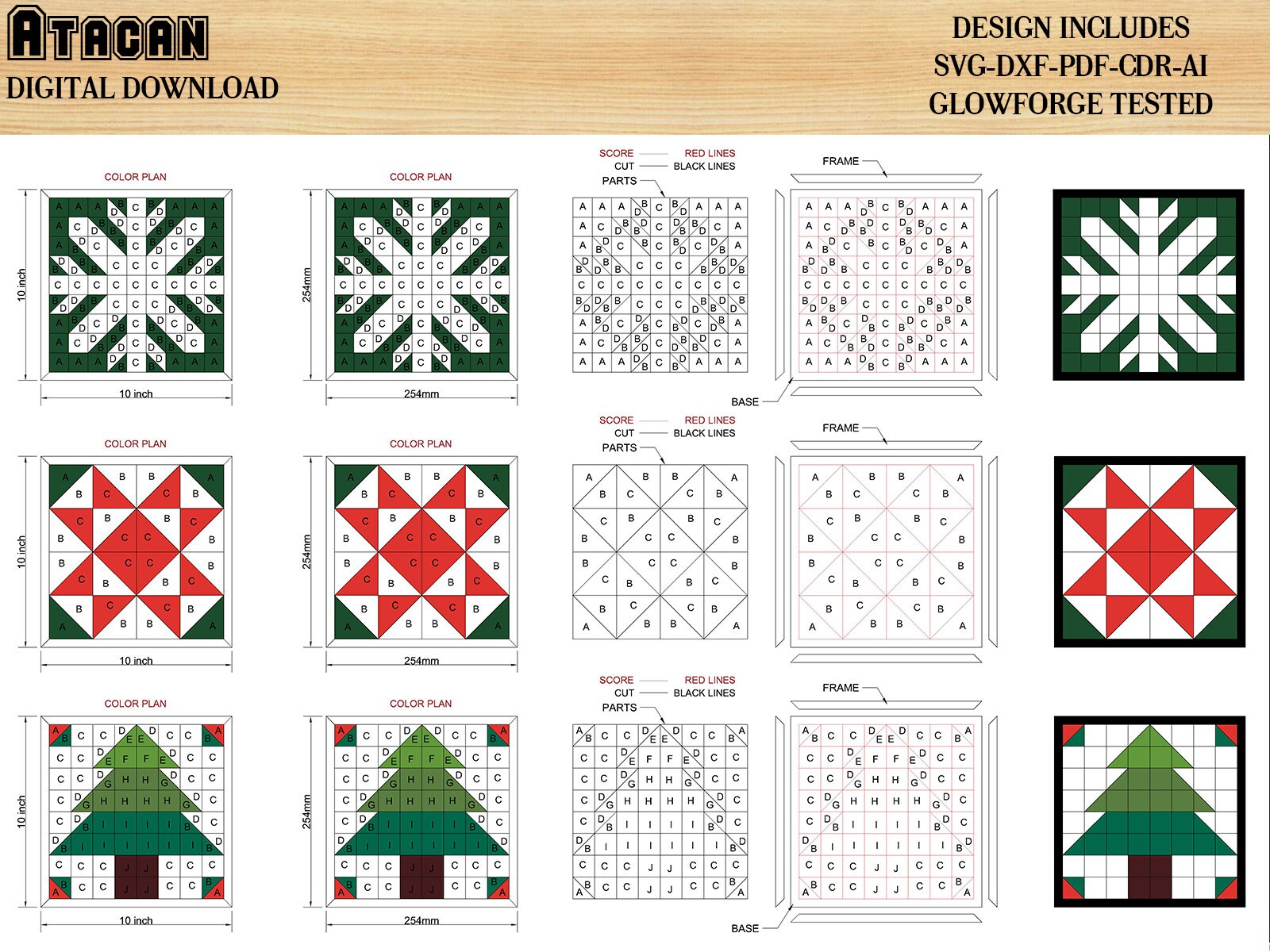 Christmas Themed Barn Quilt Complete Set / Noel Quilt Patterns - Etsy