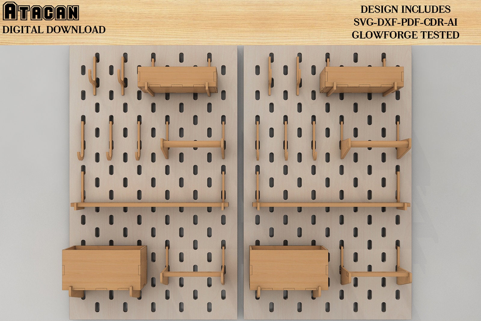 Large Pegboard Wall Rack for Home Entrance& Office Desk, Wooden Peg Boards  Modular Storage Organizer Combination Kit, Craft Ornamental Display Shelf