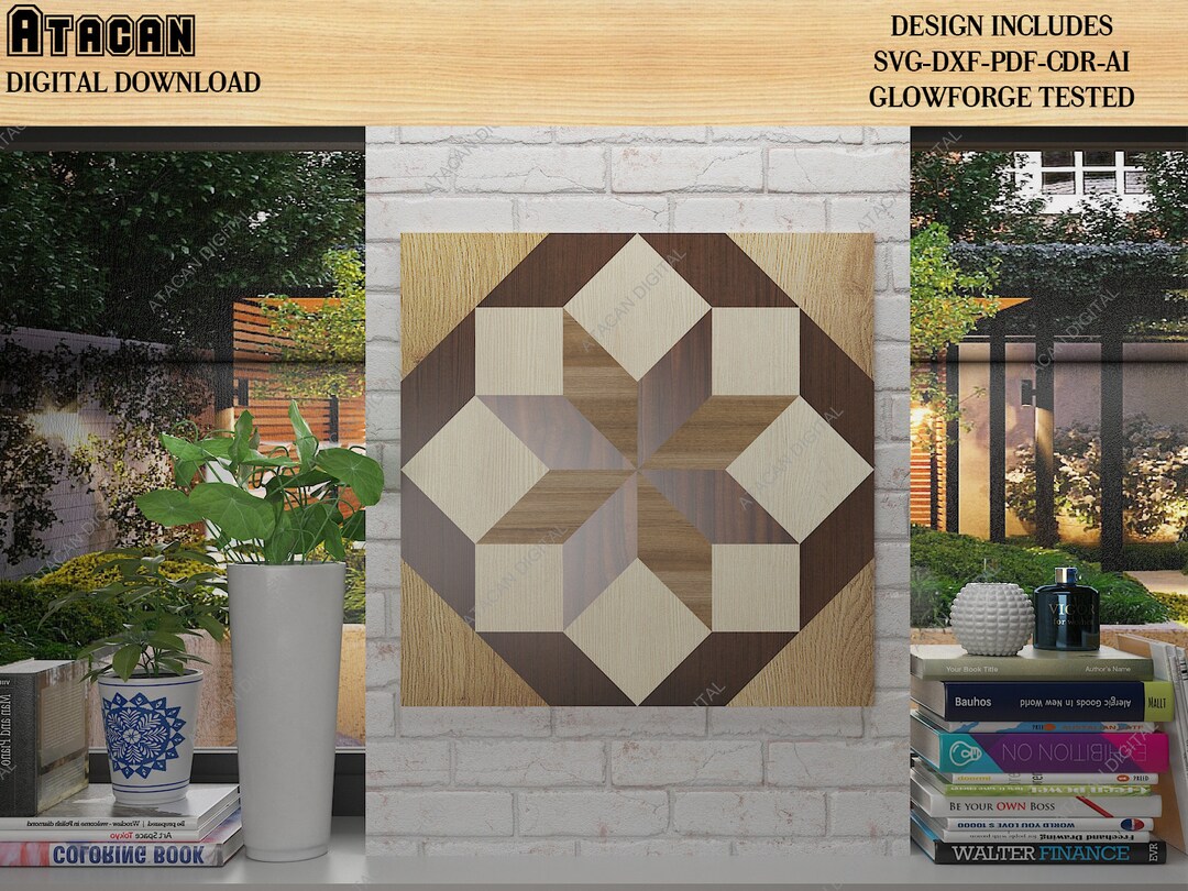 View of Wood Geometric Wall Art / Reclaimed Wood Pattern Design / - Etsy