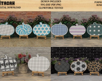 Pumpkin Bundle Plaid and Flowery for Easel Stands SVG files for Glowforge 187
