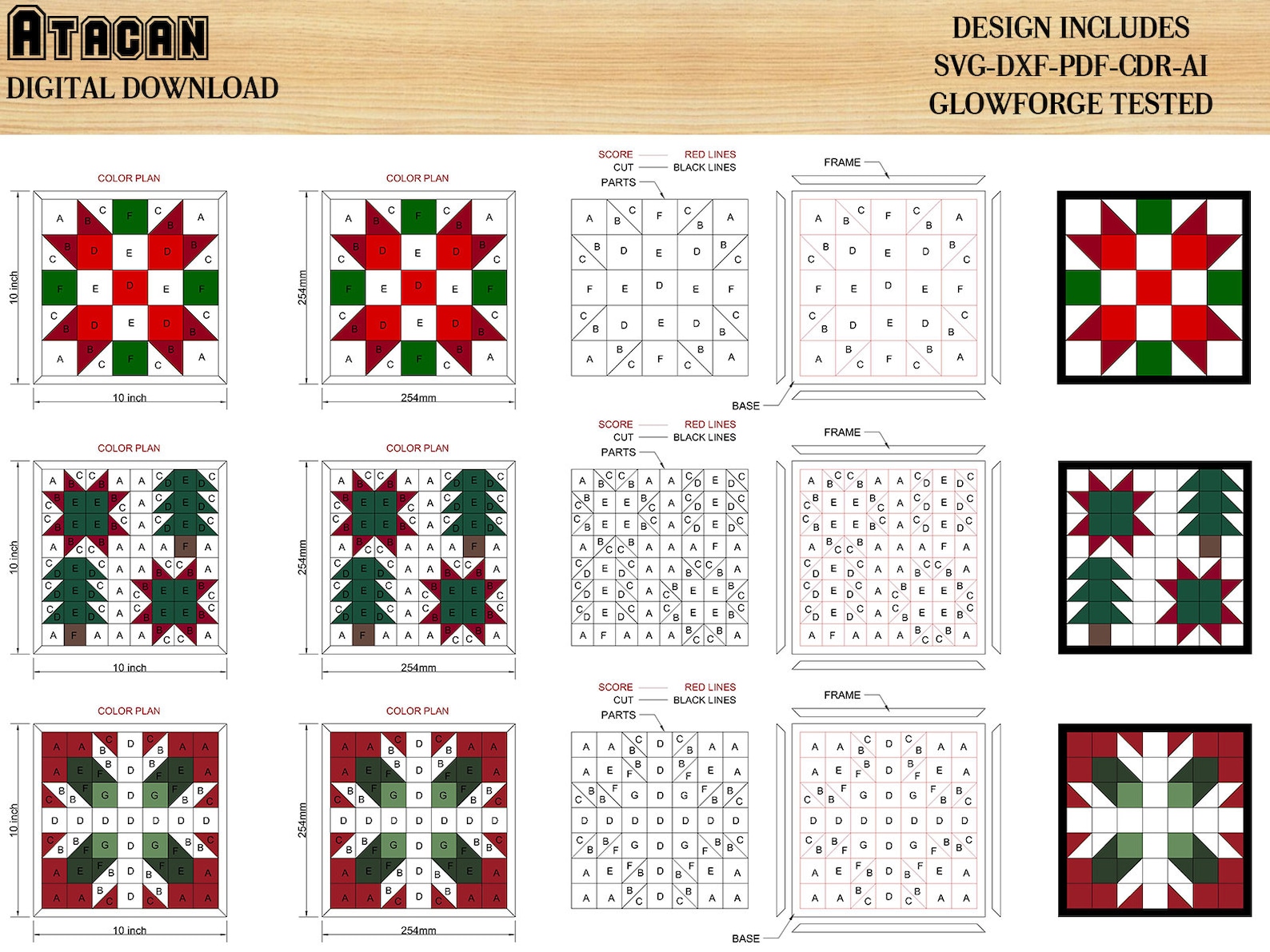 Christmas Themed Barn Quilt Complete Set / Noel Quilt Patterns - Etsy