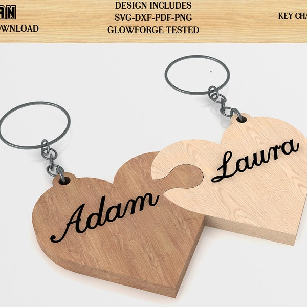 For Glowforge users Two-Part "Our hearts are one" Keychain file, SVG file, PDF file 067