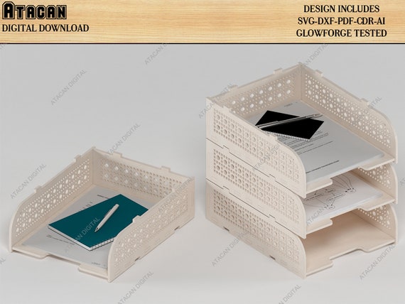 Bandejas de papel apilables de oficina / Juego de cajas apilables / Soporte  de exhibición de discos de vinilo SVG DXF CDR Ai 499 -  España