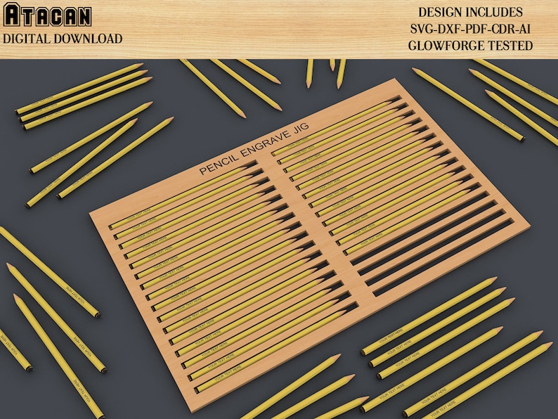 Pencil Jig SVG File / Digital Pencil Jig File / Easy to use Glowforge files and laser cut files 365 