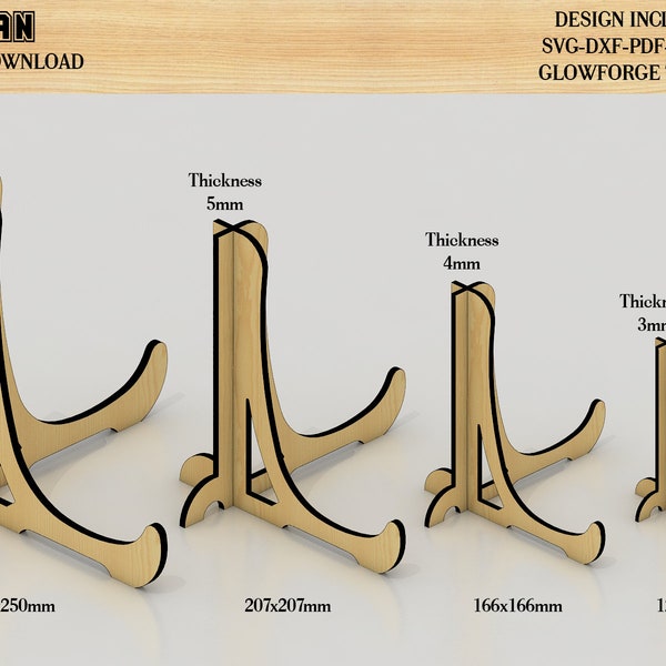 Stojaki na płyty, pliki SVG-DXF-CDR, stojak na płyty, stojak na zdjęcia do książek, wycinany laserowo plik Cnc Glowforge 270