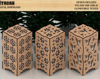 Chiristmas Lamps Laser Cut SVG Bundle / snowflake Wood Desk Lamp / Cutting Templates digital files 279